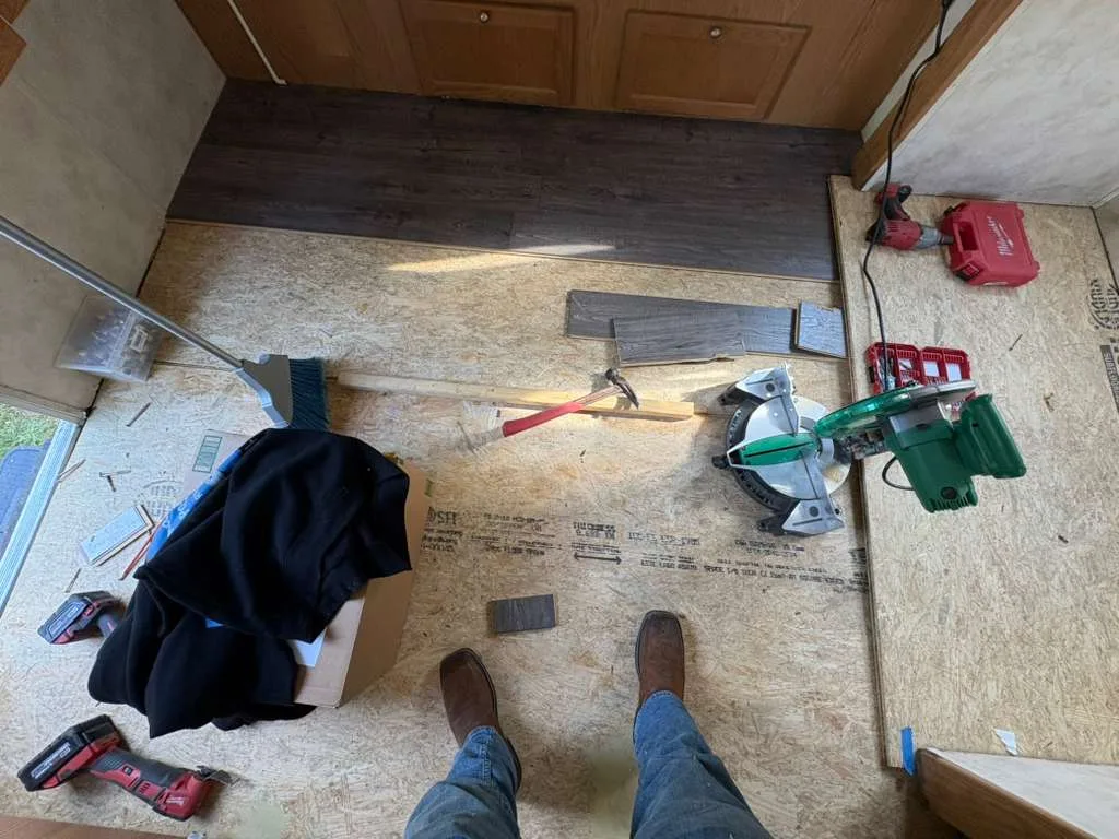 RV water damage restoration and floor replacement